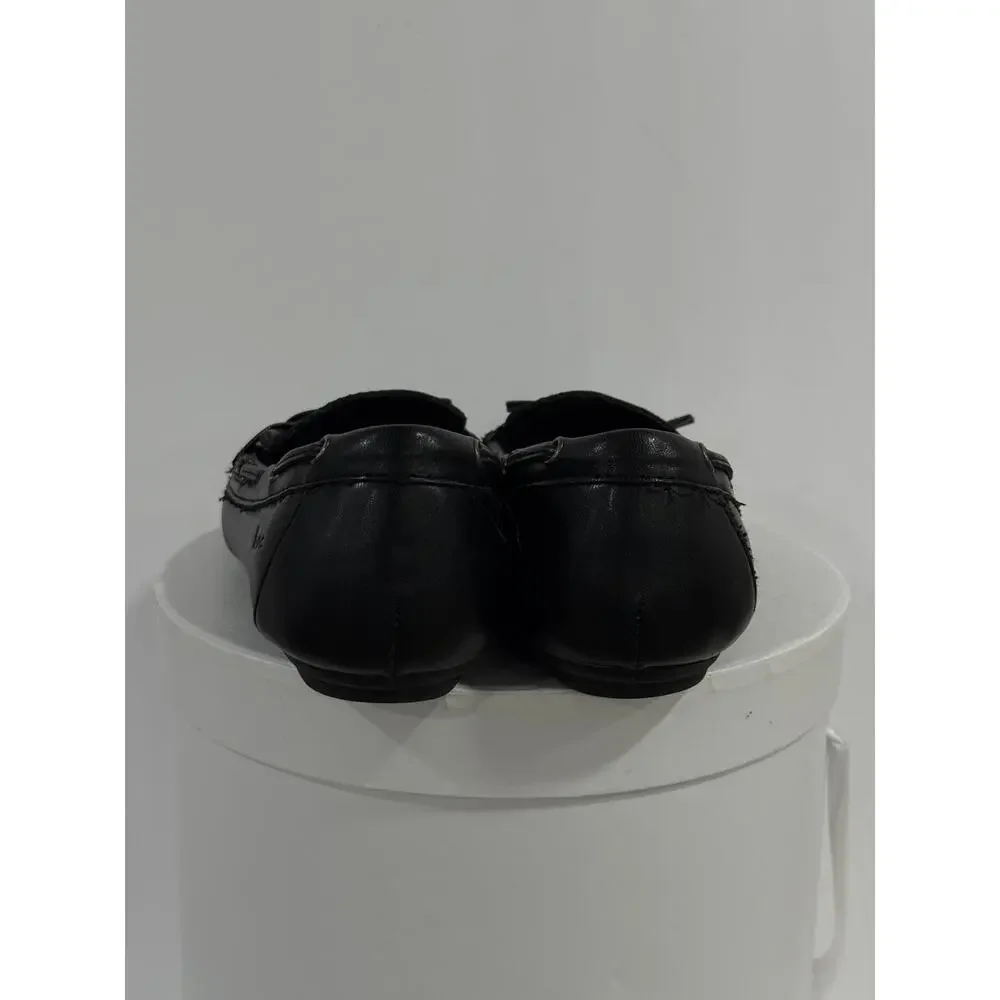 Black Driving Loafers Moccasin Bow BOC Preppy Comfort Slip On Flats Women's 7.5M
